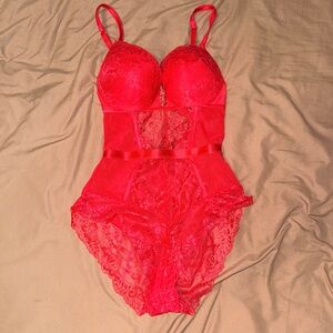 Fashion Nova Vibrant Red Lace Chemise